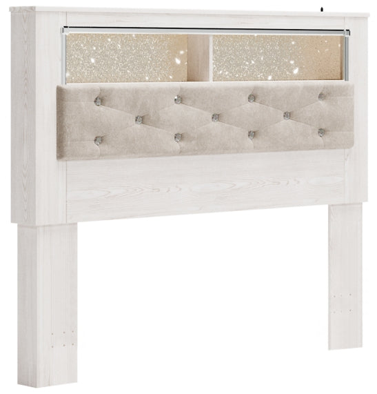 Altyra Queen Upholstered Panel Bookcase Headboard - furniture place usa
