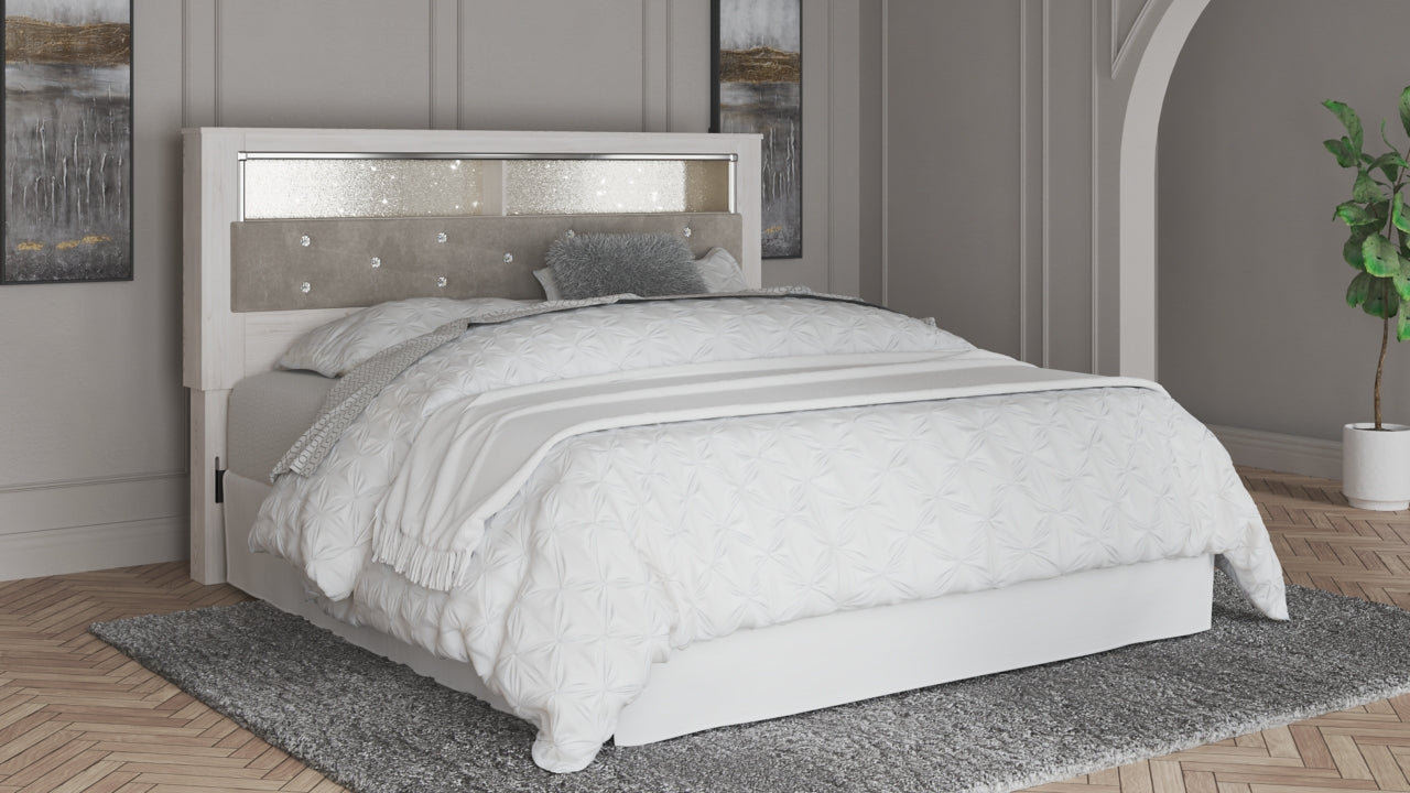 Altyra Queen Upholstered Panel Bookcase Headboard - furniture place usa