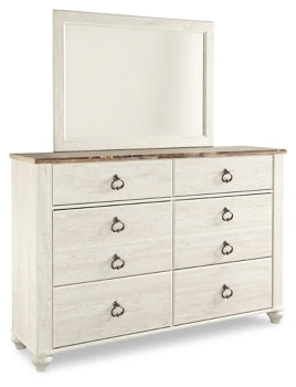 Willowton Queen Panel Bed, Dresser, Mirror and 2 Nightstands - furniture place usa