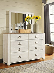 Willowton Queen Panel Bed, Dresser, Mirror and 2 Nightstands - furniture place usa