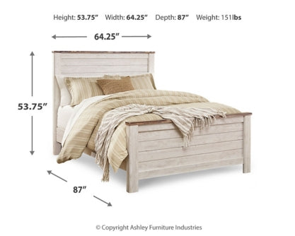 Willowton Queen Panel Bed, Dresser, Mirror, Chest and 2 Nightstands - furniture place usa