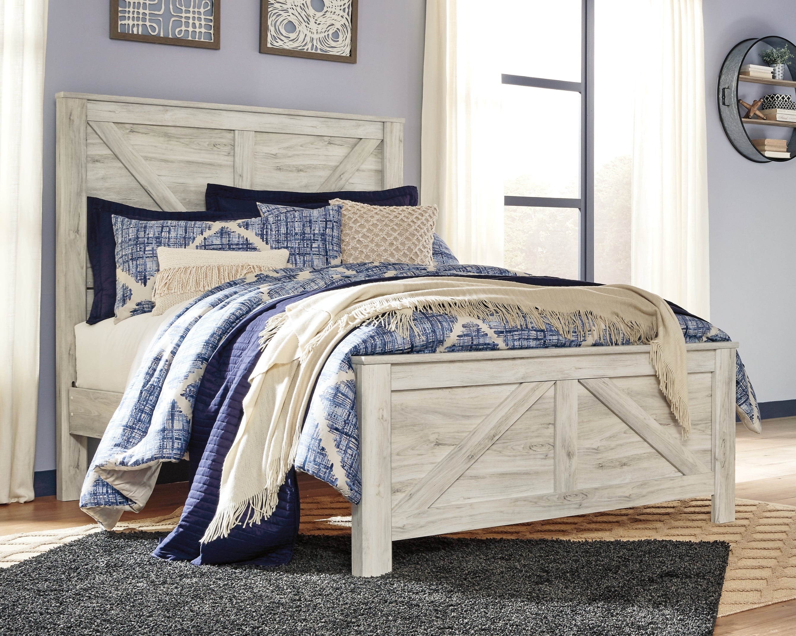 Chime 10 Inch Hybrid Queen Mattress in a Box with Bellaby Queen Crossbuck Panel Bed - furniture place usa