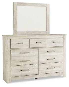 Bellaby Queen Platform Bed with 2 Storage Drawers with Mirrored Dresser and Nightstand - furniture place usa