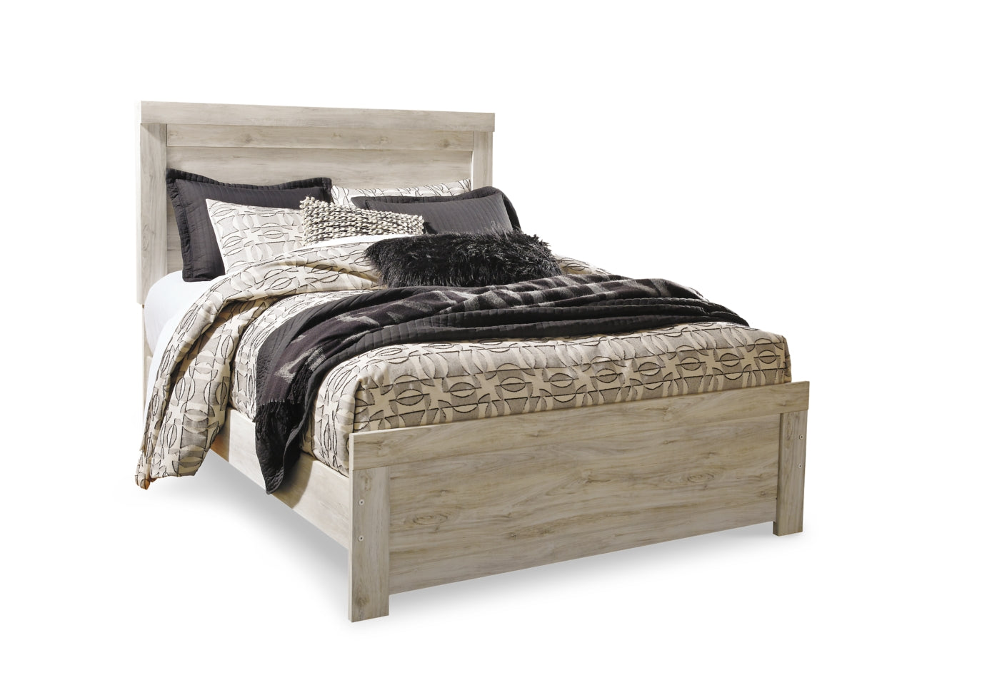 Bellaby Queen Panel Bed with Mirrored Dresser, Chest and Nightstand - furniture place usa