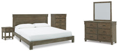 Shamryn King Panel Bed with Mirrored Dresser, Chest and Nightstand - furniture place usa