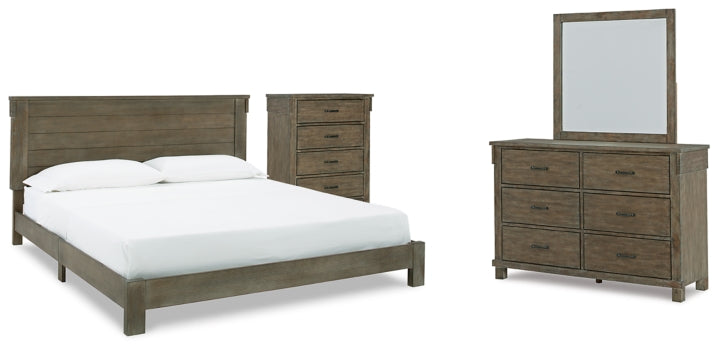 Shamryn King Panel Bed with Mirrored Dresser and Chest - furniture place usa