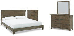 Shamryn King Panel Bed with Mirrored Dresser and Chest - furniture place usa