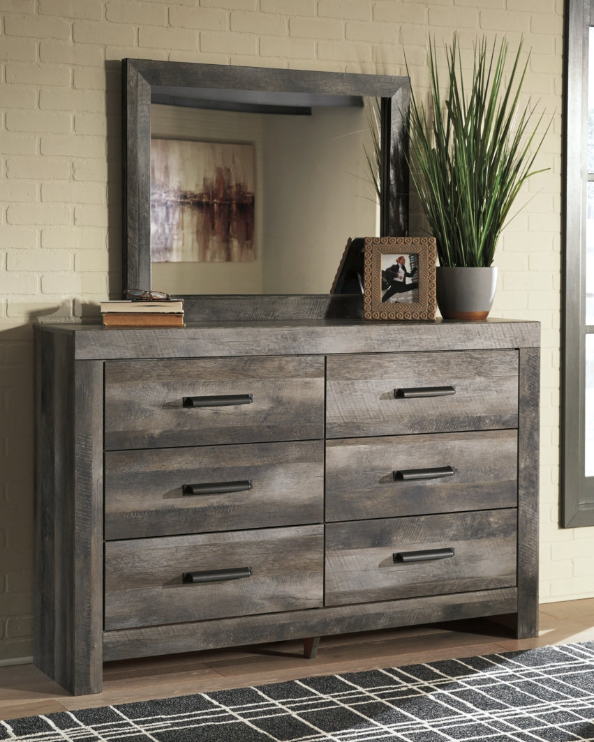 Wynnlow King Panel Bed with Mirrored Dresser, Chest and 2 Nightstands - furniture place usa