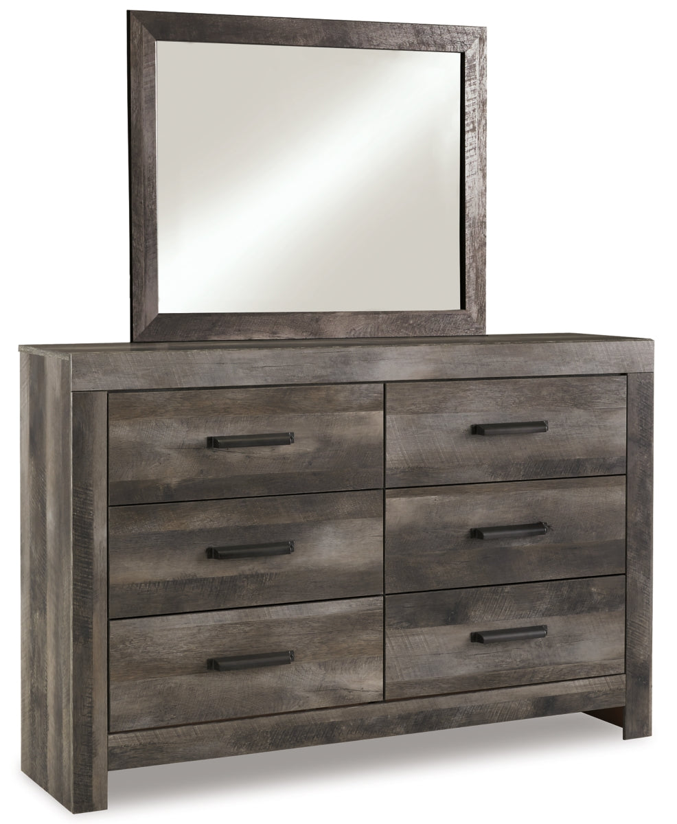 Wynnlow King Poster Bed with Mirrored Dresser and Chest - furniture place usa