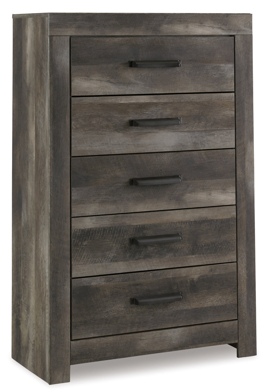 Wynnlow King Poster Bed with Mirrored Dresser and Chest - furniture place usa