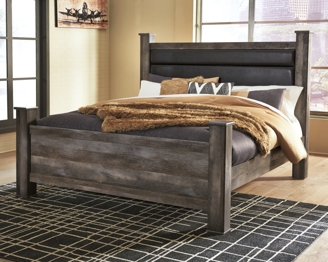 Wynnlow King Poster Bed with Mirrored Dresser, Chest and 2 Nightstands - furniture place usa