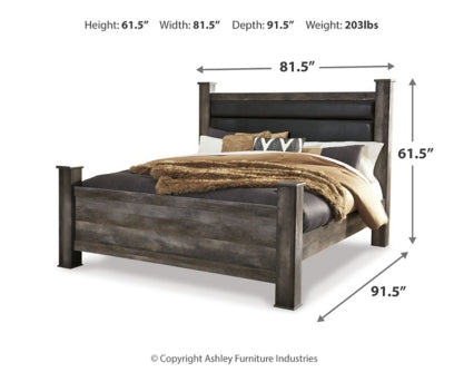 Wynnlow King Poster Bed with Mirrored Dresser, Chest and 2 Nightstands - furniture place usa
