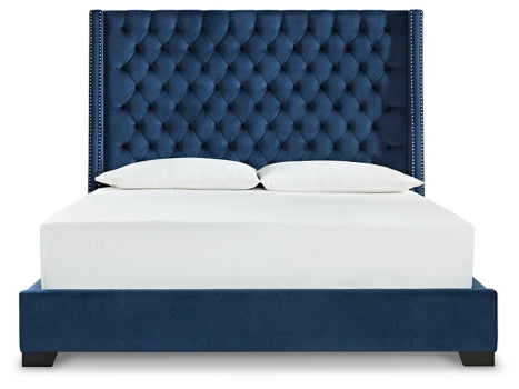 Coralayne King Upholstered Bed with Mirrored Dresser and Nightstand - furniture place usa