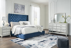 Coralayne King Upholstered Bed with Mirrored Dresser and Nightstand - furniture place usa