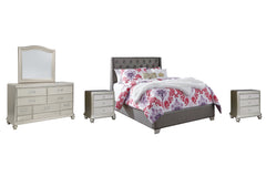 Coralayne Full Upholstered Bed with Mirrored Dresser and 2 Nightstands - PKG007806 - furniture place usa
