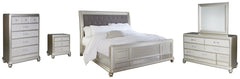 Coralayne King Upholstered Sleigh Bed with Mirrored Dresser, Chest and Nightstand - PKG007846 - furniture place usa