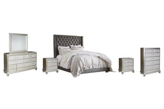 Coralayne King Upholstered Bed with Mirrored Dresser, Chest and 2 Nightstands - PKG007782 - furniture place usa