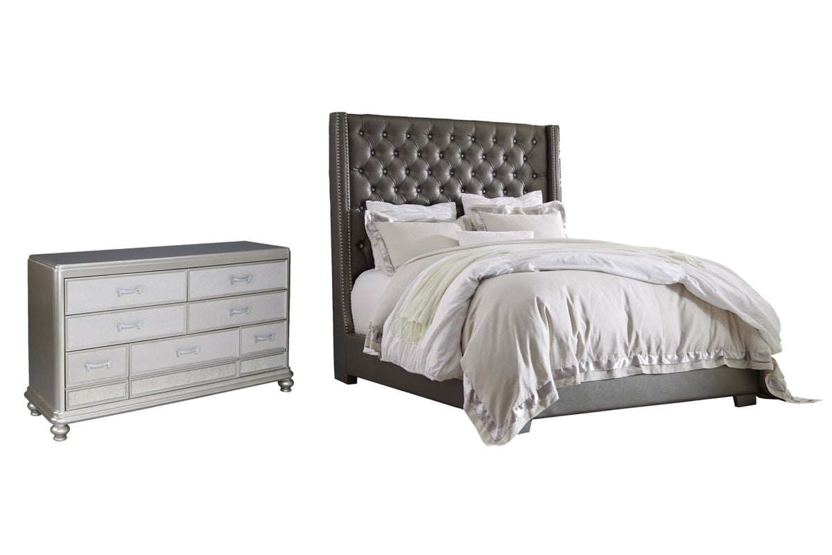 Coralayne Queen Upholstered Bed with Dresser - furniture place usa