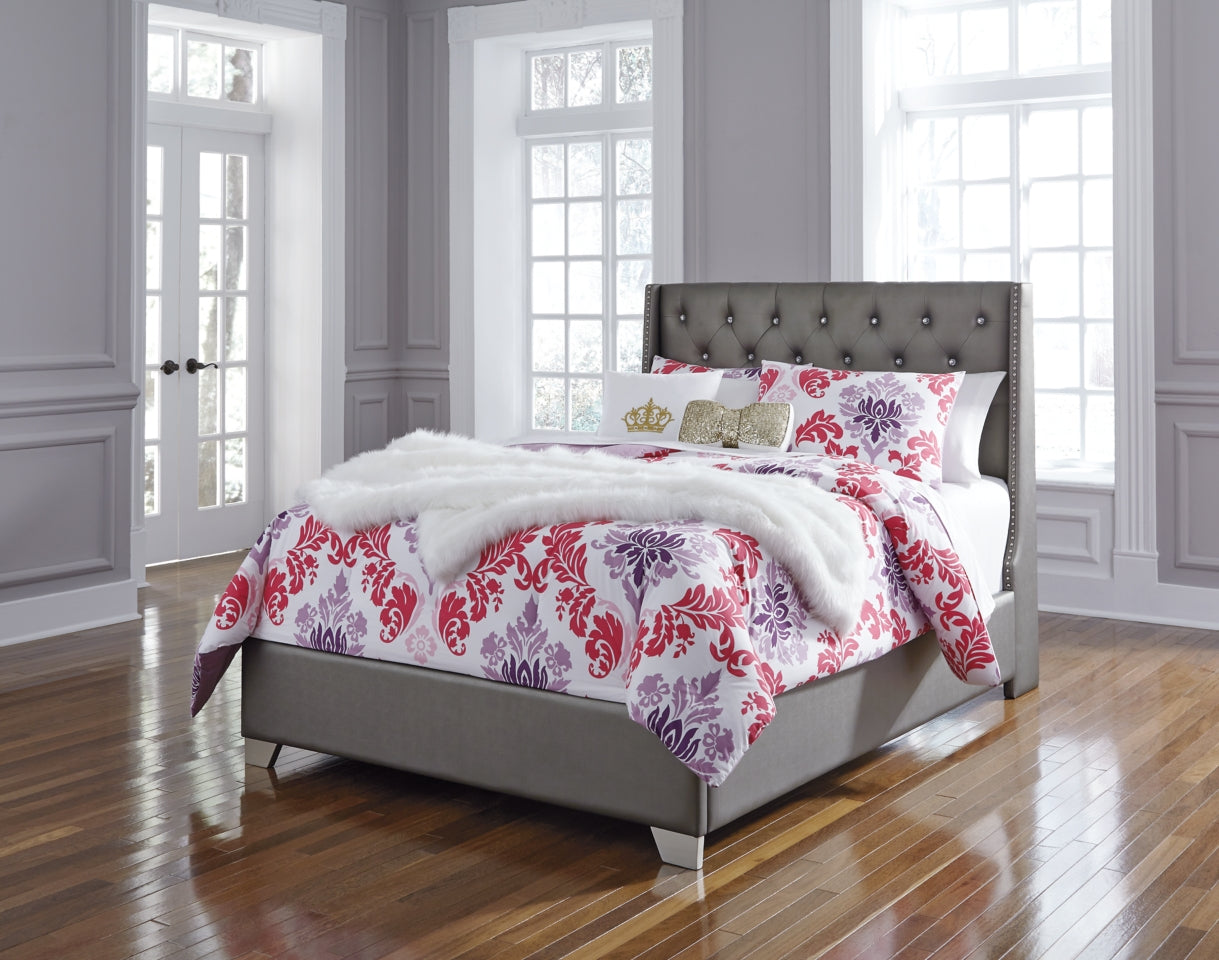 Coralayne Full Upholstered Bed with Mirrored Dresser and 2 Nightstands - PKG007801 - furniture place usa