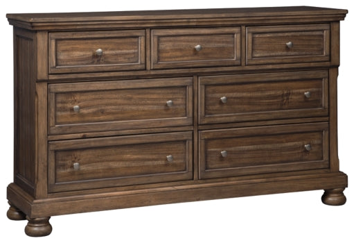 Flynnter Queen Sleigh Bed with 2 Storage Drawers with Dresser with Dresser - furniture place usa