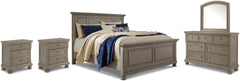 Lettner Queen Panel Bed with Mirrored Dresser and 2 Nightstands - PKG006577 - furniture place usa