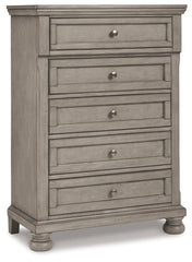 Lettner Full Sleigh Bed with Mirrored Dresser, Chest and 2 Nightstands - furniture place usa