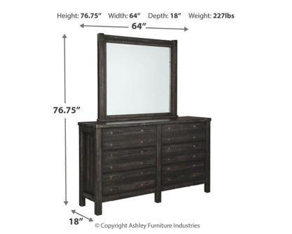 Baylow Queen Panel Bed with 4 Storage Drawers with Mirrored Dresser and 2 Nightstands - furniture place usa