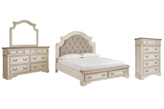 Realyn Queen Upholstered Bed with Mirrored Dresser and Chest - furniture place usa
