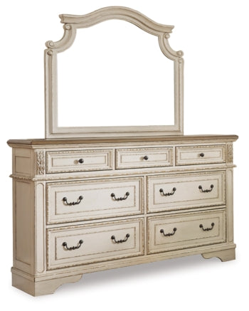 Realyn Queen Upholstered Panel Bed with Mirrored Dresser and 2 Nightstands - furniture place usa