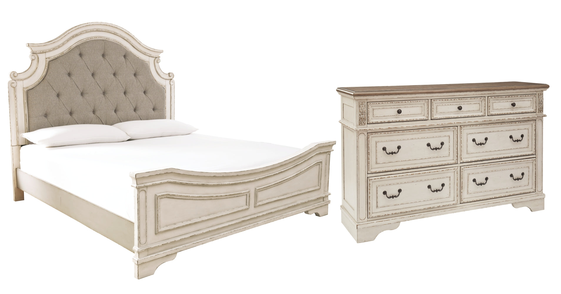 Realyn California King Upholstered Panel Bed with Dresser - furniture place usa