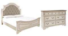 Realyn California King Upholstered Panel Bed with Dresser - furniture place usa