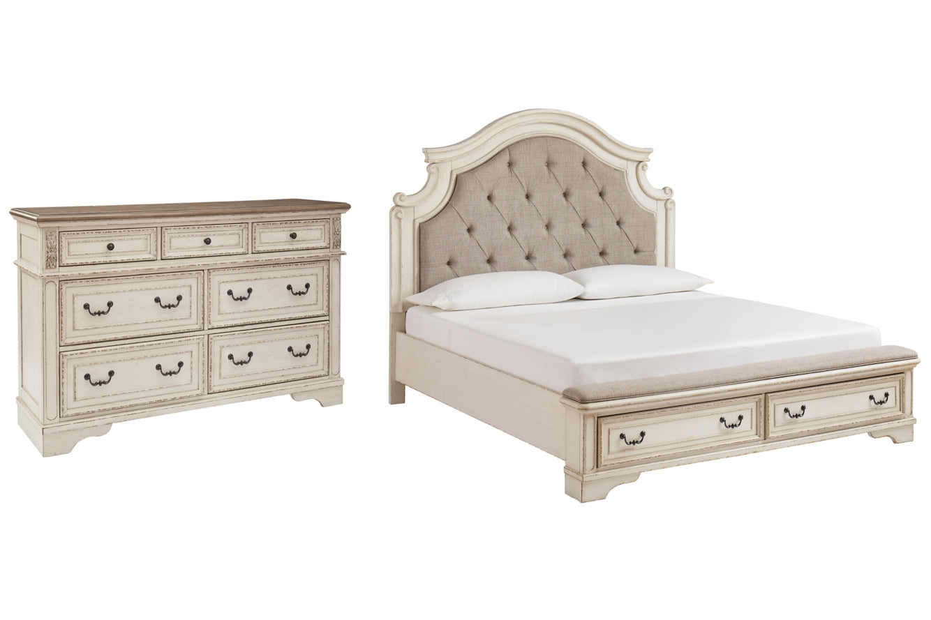 Realyn California King Upholstered Bed with Dresser - furniture place usa
