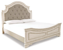Realyn California King Upholstered Panel Bed with Mirrored Dresser and 2 Nightstands - furniture place usa