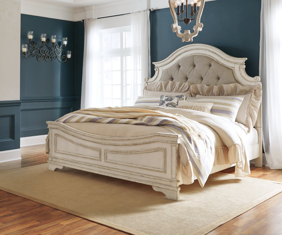 Realyn Queen Upholstered Panel Bed with Mirrored Dresser - furniture place usa
