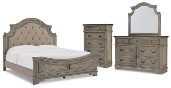 Lodenbay California King Panel Bed with Mirrored Dresser and Chest - furniture place usa