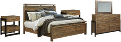 Sommerford Queen Panel Bed with Mirrored Dresser and 2 Nightstands - furniture place usa