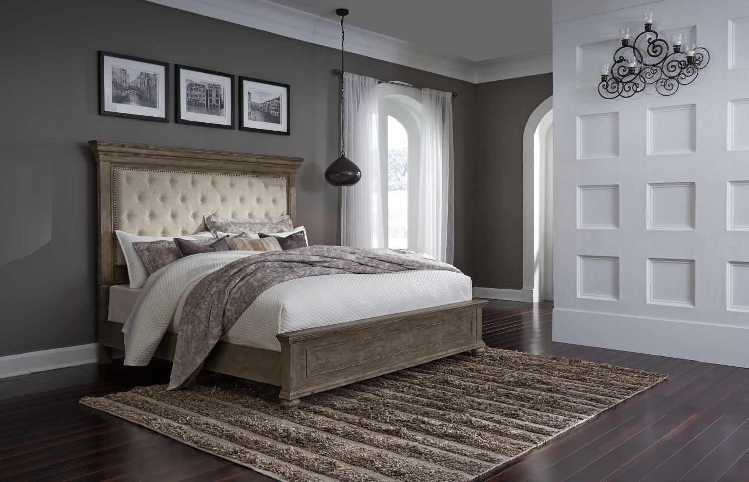 Johnelle Queen Upholstered Panel Bed with Dresser - furniture place usa