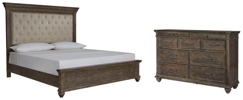 Johnelle Queen Upholstered Panel Bed with Dresser - furniture place usa