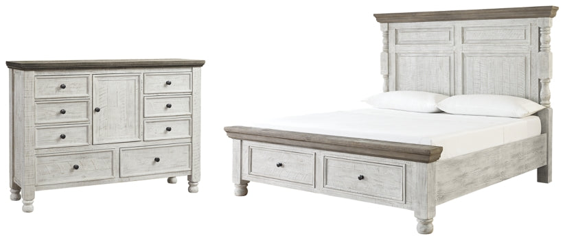 Havalance Queen Poster Bed with 2 Storage Drawers with Dresser - furniture place usa