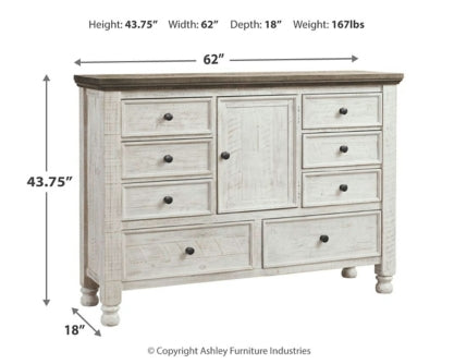 Havalance Queen Poster Bed with 2 Storage Drawers with Dresser - furniture place usa