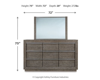 Anibecca Queen Upholstered Panel Bed with Mirrored Dresser, Chest and 2 Nightstands - furniture place usa