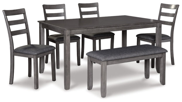 Bridson Dining Table and Chairs with Bench (Set of 6) - furniture place usa