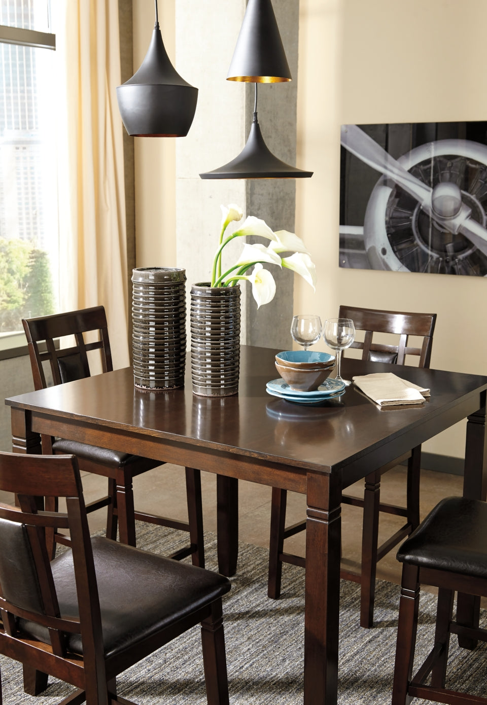 Bennox Counter Height Dining Table and Bar Stools (Set of 5) - furniture place usa