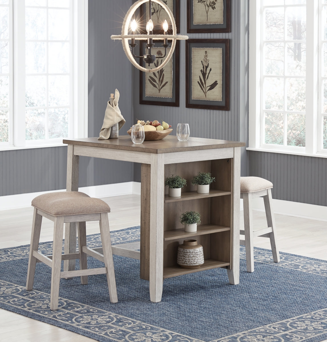 Skempton Counter Height Dining Table and Bar Stools (Set of 3) - furniture place usa
