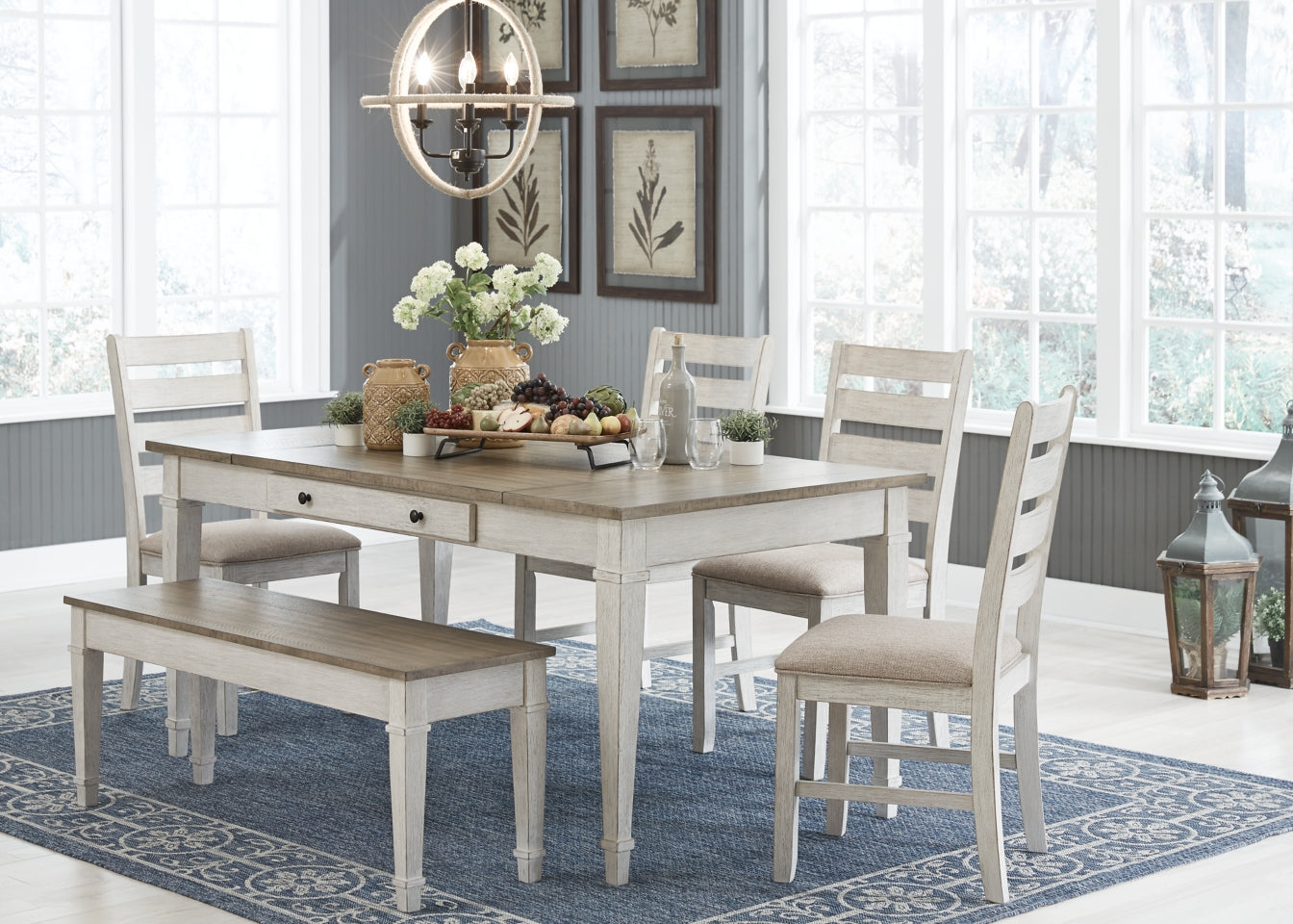 Skempton Dining Table and 4 Chairs and Bench - furniture place usa