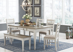 Skempton Dining Table and 4 Chairs and Bench - furniture place usa