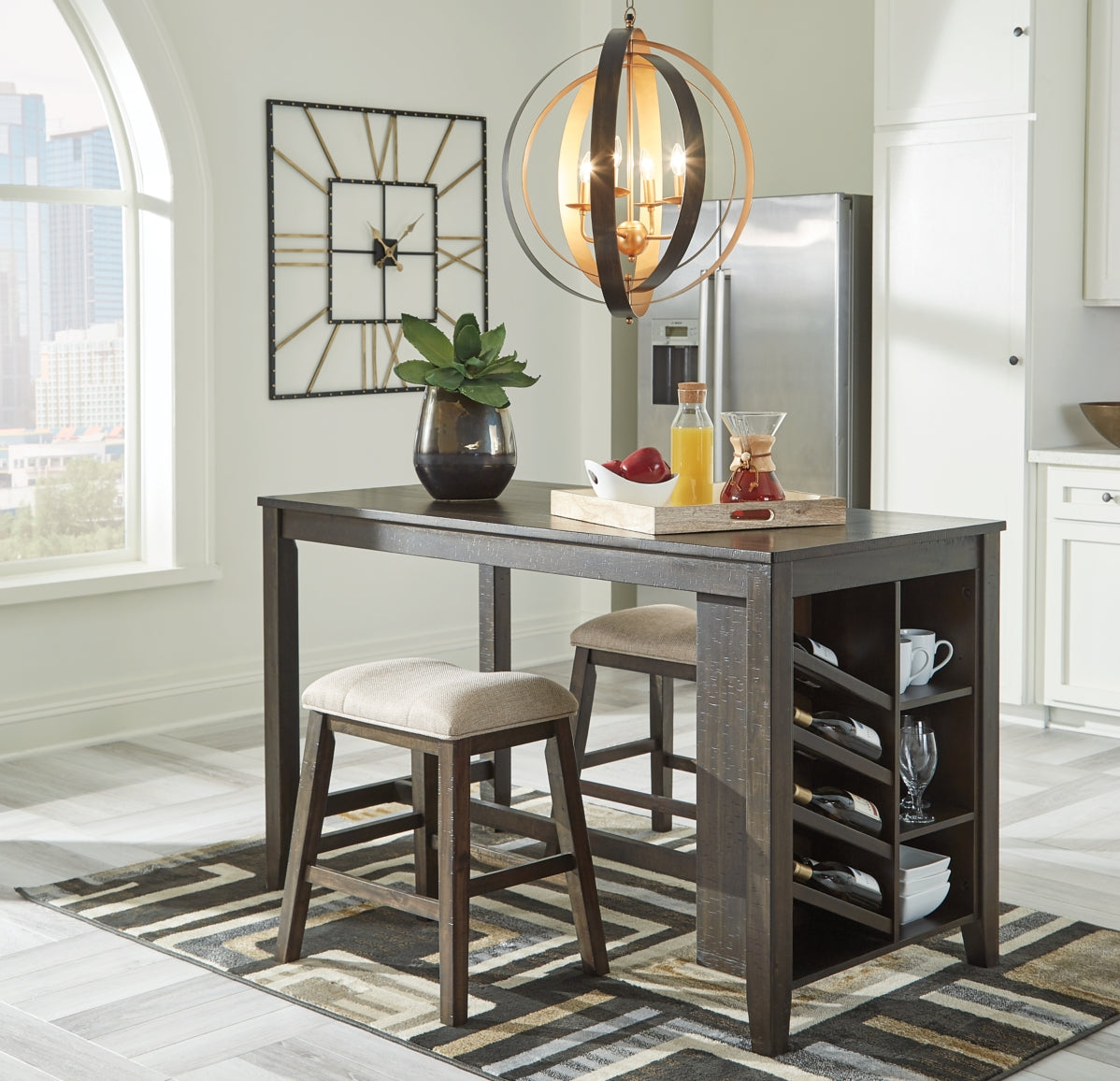 Rokane Counter Height Dining Table and 2 Barstools - PKG001978 - furniture place usa