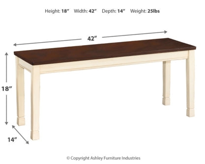 Whitesburg Dining Table and 4 Chairs and Bench - furniture place usa