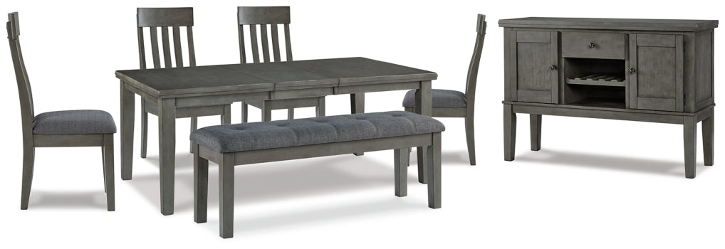 Hallanden Dining Table and 4 Chairs and Bench with Storage - furniture place usa