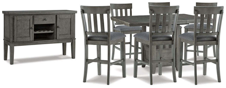 Hallanden Counter Height Dining Table and 6 Barstools with Storage - furniture place usa